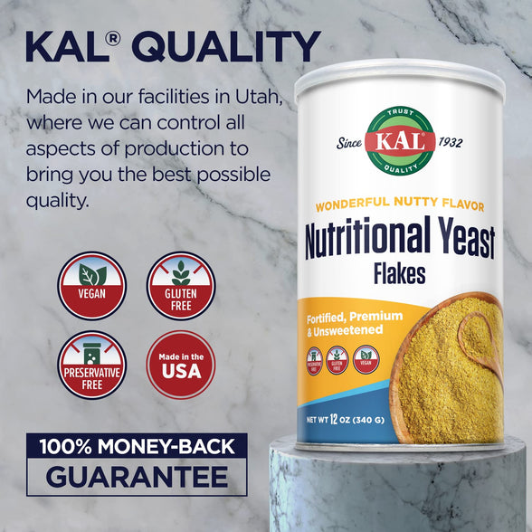 KAL, Nutritional, Yeast Flakes, Unsweetened, 12 oz (340 g)