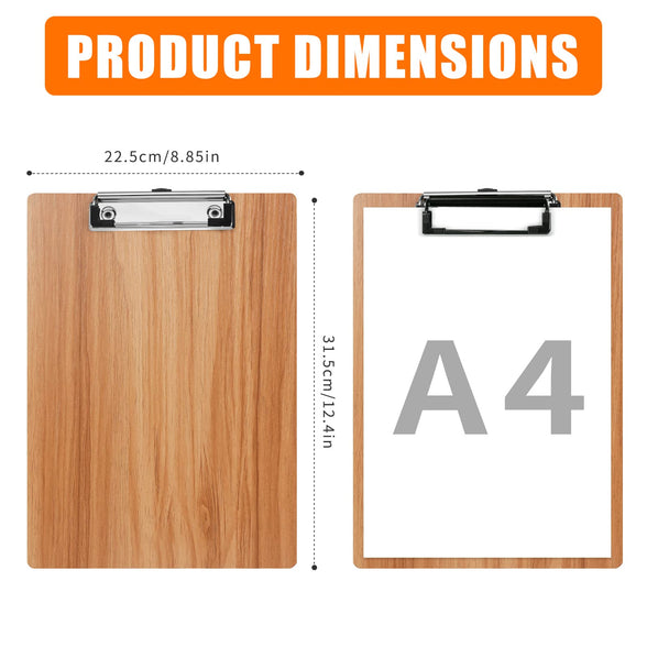 A4 Clipboard,5 Pack Clipboard Holders with Low Profile Clip and Hanging Hole,A4 Wooden Clipboard Hardboard Clipboard Clip Board