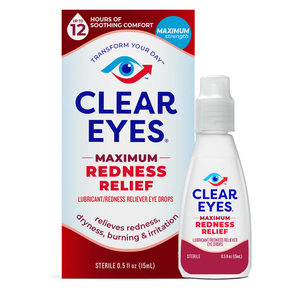 Clear Eyes | Maximum Redness Relief Eye Drops | 0.5 FL OZ | Pack of 3