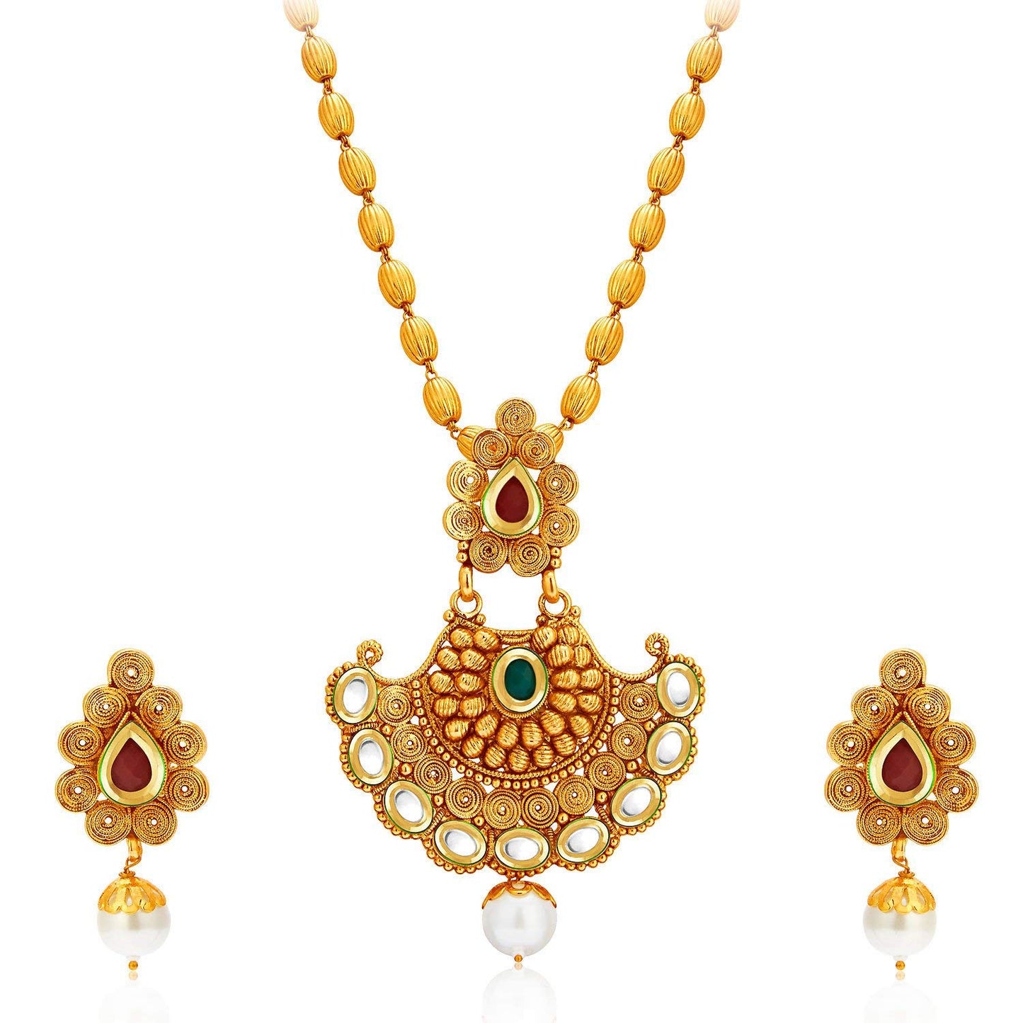 Sukkhi Wavy Gold Plated Kundan Set Of 2 Necklace Set Combo For Women