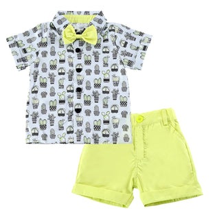 Volunboy Baby Boys' Shorts Set, Bow Tie Printed Shirt + Bermuda Shorts Outfits 3-4 jahre