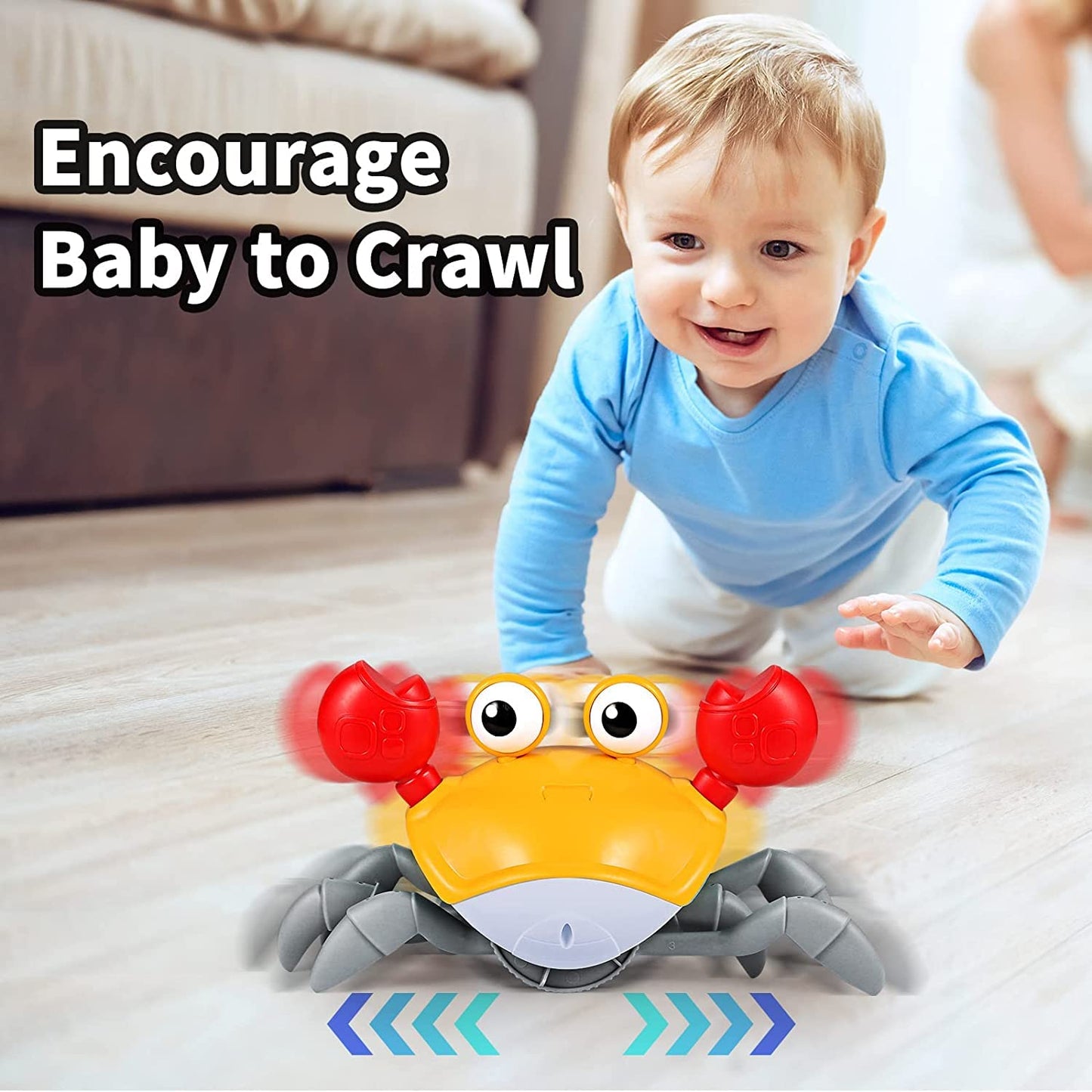 AM ANNA Electric Sensing Crawling Crab,Interactive Walking Dancing Toy with Music Sounds & Lights,Automatically Avoid Obstacles,Birthday Gift for Kids Baby Boys Girls 1 2 3 years