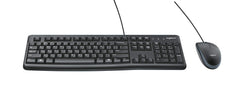 Logitech MK120 Wired Keyboard and Mouse for Windows, Optical Wired Mouse, USB Plug-and-Play, Full-Size, PC/Laptop, English Layout - Black