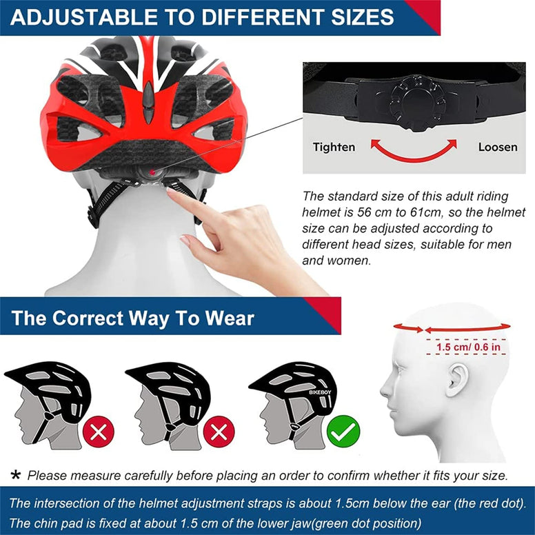 Bike Helmet for Men Women, Adult Bike Helmet with Replacement Pads &Detachable Sun Visor, Breathable Cycling Helmet Adjustable Size Bicycle Helmet for Adults Youth Mountain Road Biker