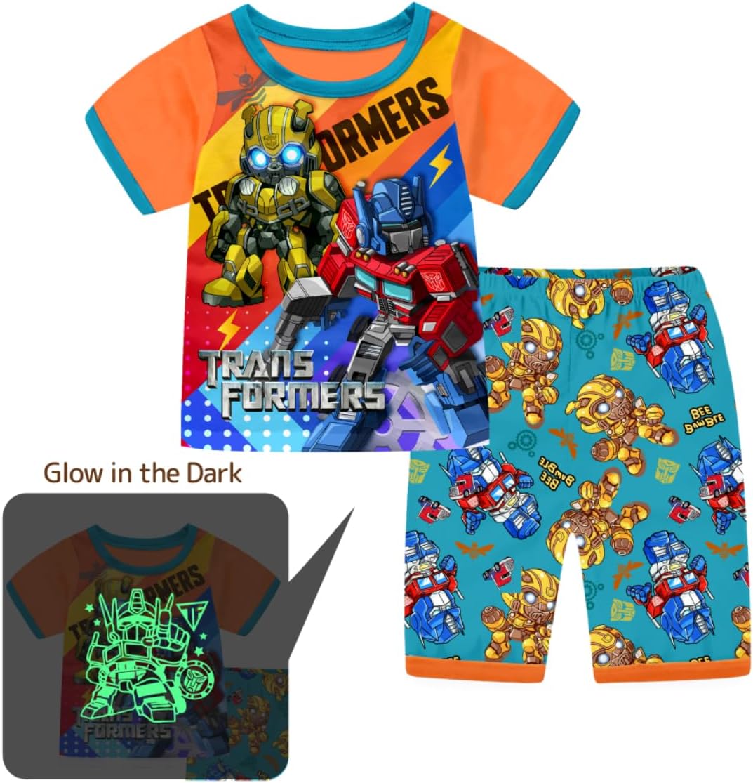 KEASHOPPE Boys Cartoon Glow in Dark Printed Half Sleeves T-shirt with Shorts 3 years