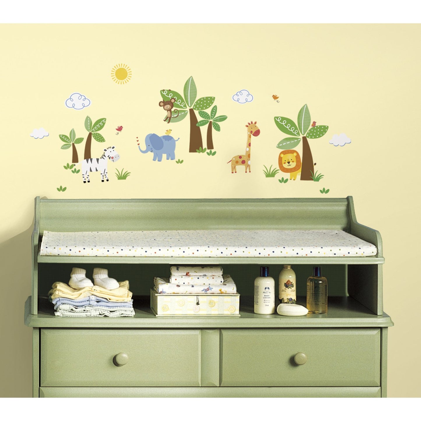 RoomMates RMK2635SCS, Repositionable Jungle Friends Wall Stickers, Multi