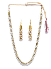 ZAVERI PEARLS South Indian Style Pearl Beads Necklace Set For Women (Golden) (Zpfk5555)