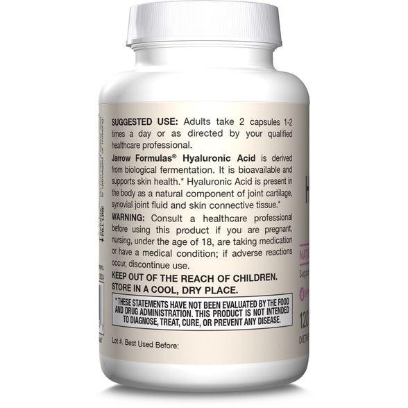 Jarrow Formulas Hyaluronic Acid 120 mg - 120 Veggie Caps - 60 Servings - Bioavailable & Naturally Derived - Supports Skin Health -Hyaluronic Acid - Dietary Supplement - Vegan - Non-GMO