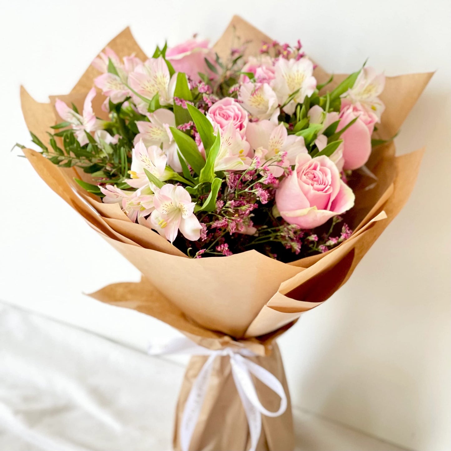 Pink N White Fresh Flower Bouquet Delivery Dubai