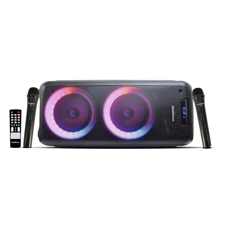 Mediacom Mci 525 Portable Party Speaker With Battery, Bluetooth And 2 Wireless Mics