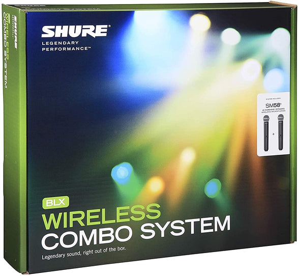 Shure Blx288/Sm58, Wireless Dual Vocal System, Two Dynamic Sm58 Microphones, Professional, For Speech, Live Performance & Studio Recording, Black, BLX288UK/SM58X-K14