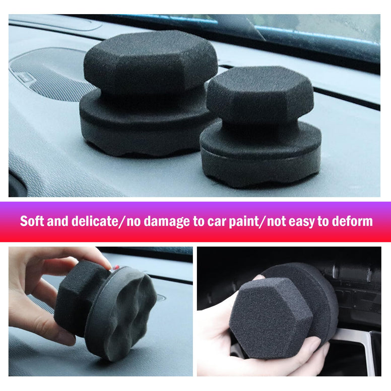 gunhunt 3 PCS Handheld Car Tire Waxing Sponge, 4.33" High Density Wave Tire Waxing Cleaning Sponge, Reusable Waxing Cotton, Suitable for Most Car Models (Gray)