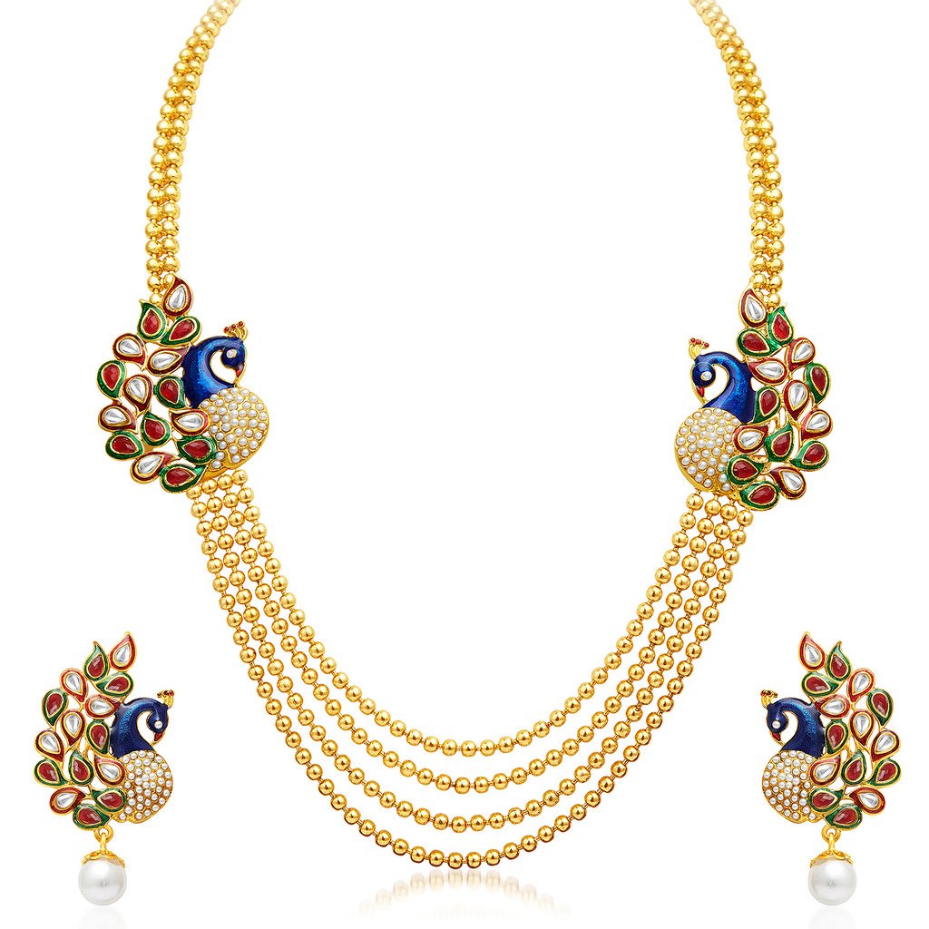 Sukkhi Elegant Gold Plated Wedding Jewellery Choker Necklace Set for Women