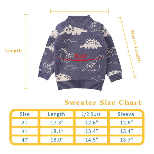 Peecabe Winter Baby Boy Dinosaurs Sweaters Toddler Girl O-Neck Soft Pullover Infant Knitted Fall Sweater 4 Years
