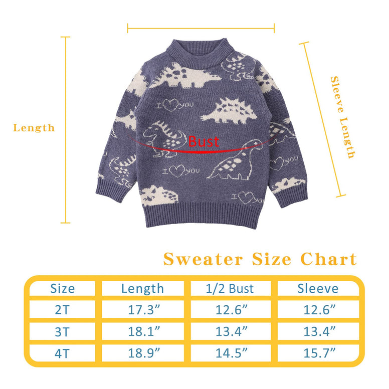 Peecabe Winter Baby Boy Dinosaurs Sweaters Toddler Girl O-Neck Soft Pullover Infant Knitted Fall Sweater 4 Years