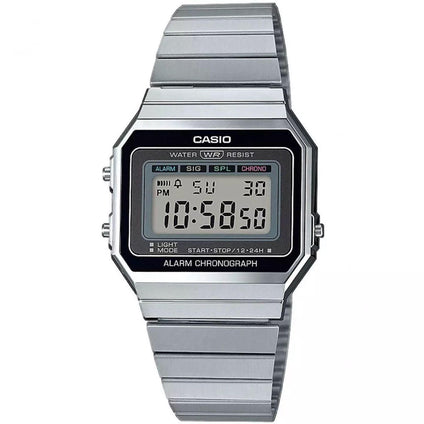 Casio Unisex-Adult Quartz Watch, Digital Display and Stainless Steel Strap A700W-1ADF