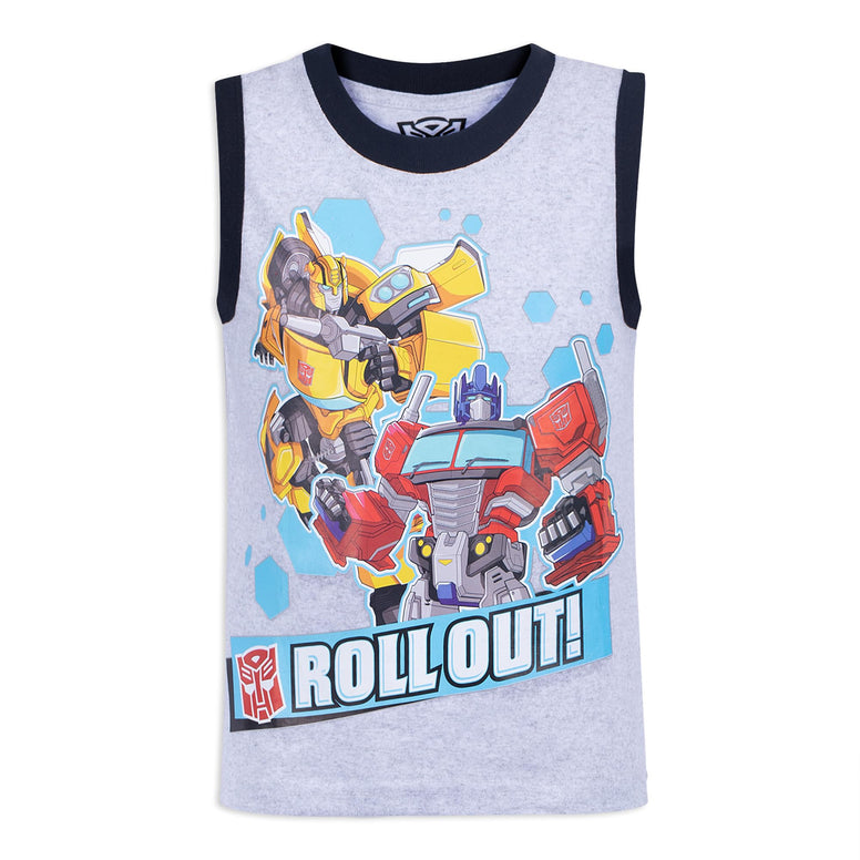 Transformers 2 Pack Sleeveless Tee Shirt Set for Boys, Printed Undershirt for Kids, Size 6 Red