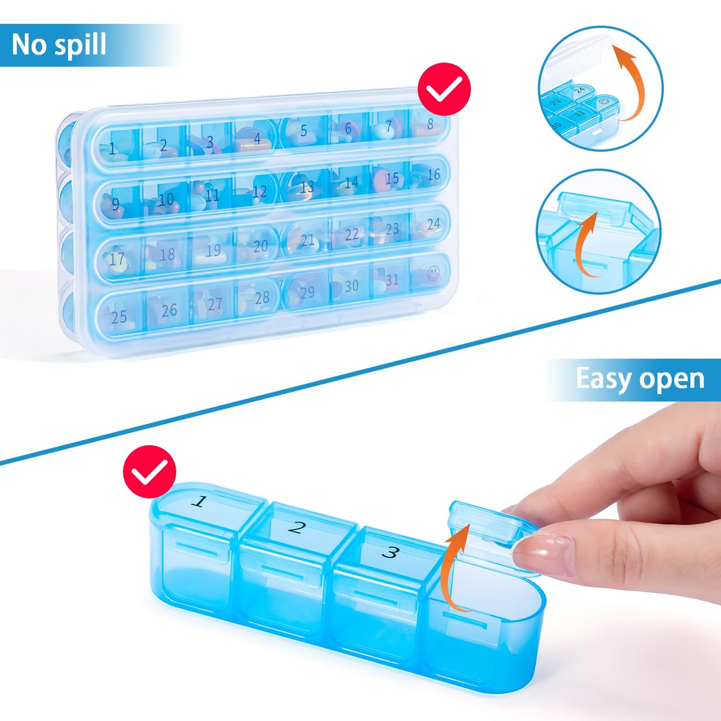 Daviky Monthly Pill Organizer 1 Time a Day