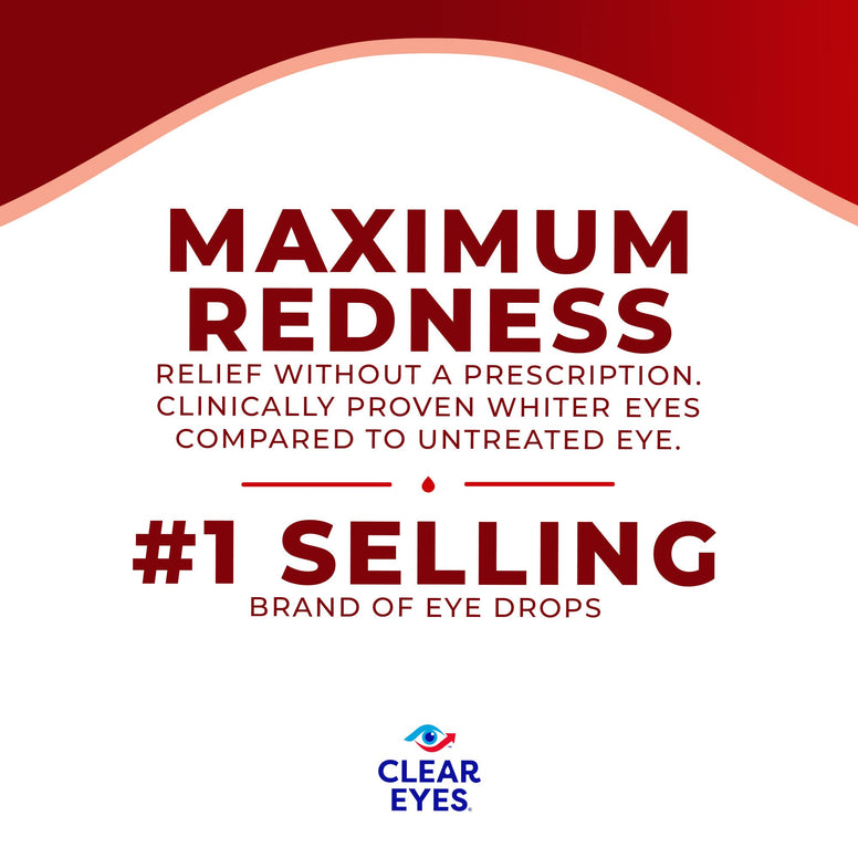 Clear Eyes | Maximum Redness Relief Eye Drops | 0.5 FL OZ | Pack of 3