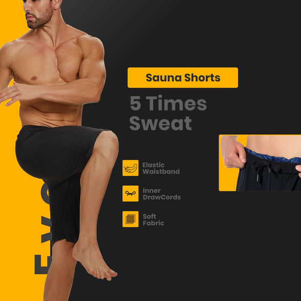 Sauna Shorts Pants for Men,Sweat Shorts Leggings for Men Weight Loss,Heat Trapping Athletic Workout Joggers for Gym Exercise