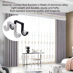 Curtain Rod Brackets 2 Pcs Double Curtain Rod Ceiling Holder with Heavy Duty Metal Curtain Pole Holder Ceiling Bothway Decorate for Multiple Style Curtain