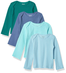 Hanes Baby Girls Flexy 4 Pack Long Sleeve Crew Tees T-Shirt Set 0-6M