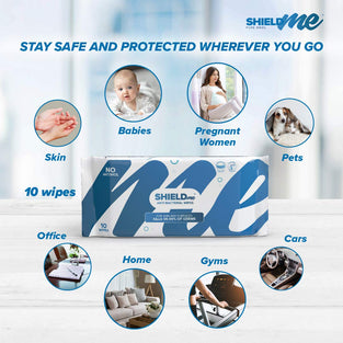 SHIELDme Disinfecting Wipes, 100% Natural - 10 Wipes