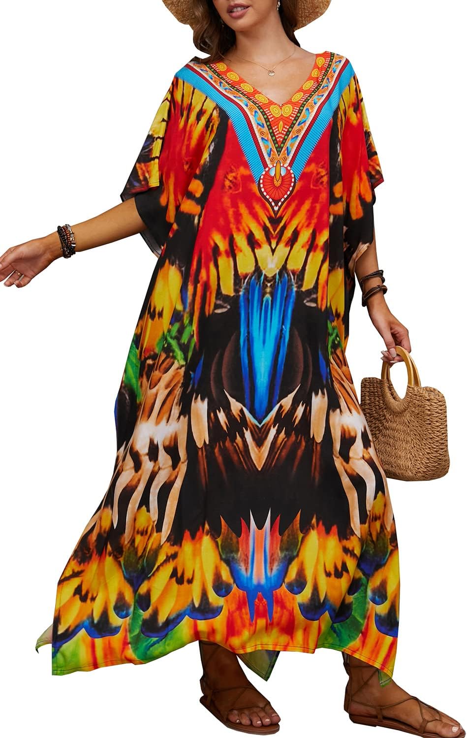 YouKD Wemon's Summer Long Kaftan Bohemian Maxi Kimono Dress Swimsuit Beach Cover Up Robes