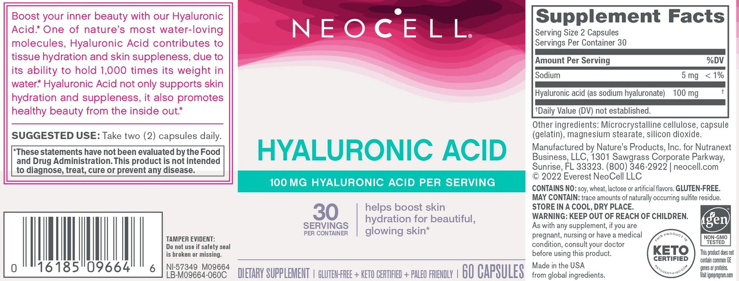 Neocell Hyaluronic Acid 100Mg - 60 Caps