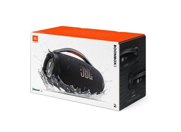 JBL Boombox 3 Portable Speaker, Massive Signature Pro Sound, Monstrous Bass, 24H Battery, IP67 Dust and Water Proof, Partyboost Enabled, Grip Handle, Bluetooth Streaming - Black, JBLBOOMBOX3BLKUK