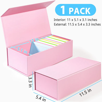 3x5 Index Card Holder Pink Card File Box Organizer, Hold 1200 3x5-Inch Flash Cards- 1 Pack Pink