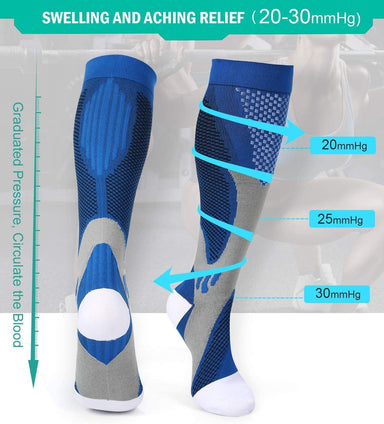 Compression Socks (3 Pairs) for Men Circulation 20-30 mmHg Medical Compression Stockings Women Nursing(L-XL)