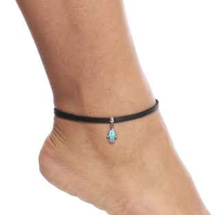 Alwan Faux Leather Black Color Medium Size Anklet for Women - EE3723FHLBS