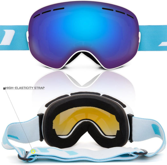 Juli Ski Goggles,Winter Snow Sports Snowboard Goggles with Anti-Fog UV Protection Interchangeable Spherical Dual Lens for Men Women & Youth Snowmobile Skiing Skating Blue