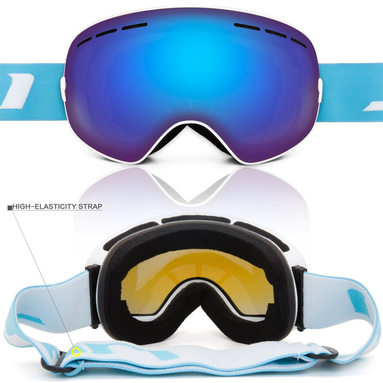 Juli Ski Goggles,Winter Snow Sports Snowboard Goggles with Anti-Fog UV Protection Interchangeable Spherical Dual Lens for Men Women & Youth Snowmobile Skiing Skating Blue