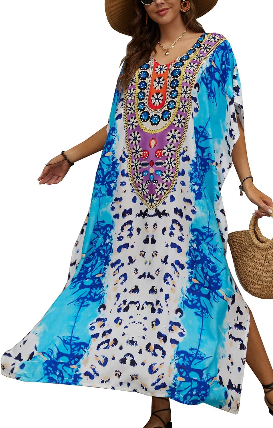 YouKD Wemon's Summer Long Kaftan Bohemian Maxi Kimono Dress Swimsuit Beach Cover Up Robes