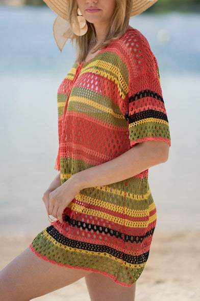 YouKD Summer Bohemian Tunic Tops Beachwear Biniki Cover Up Robes Crochet Tshirts for Women