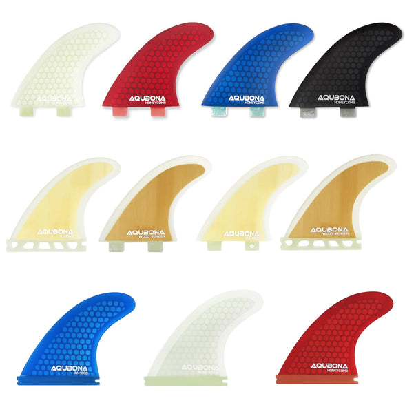 AQUBONA Surfboard Fins, Fiberglass Double Tabs Single Tabs Fins, Thruster (3 Fins) G5 Medium Future Fin for Surfing with Fin Key Screws Bag, Multiple Colour