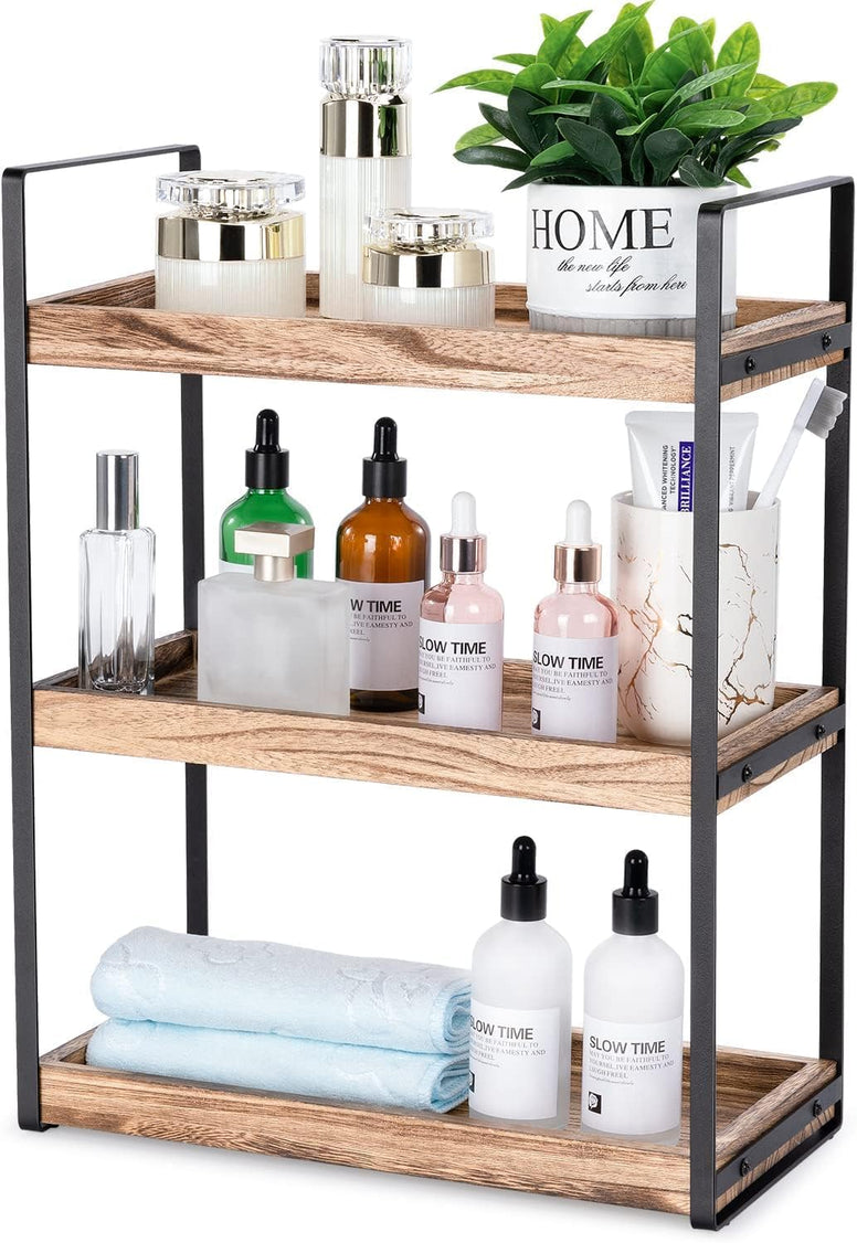 OFRANK 3-Tier Countertop Organizer for Bathroom Counter Stylish Wood Bathroom Vanity Organizer Shelf Storage - The Perfect Addition to Your Bathroom Counter Decor (3 Tiers)