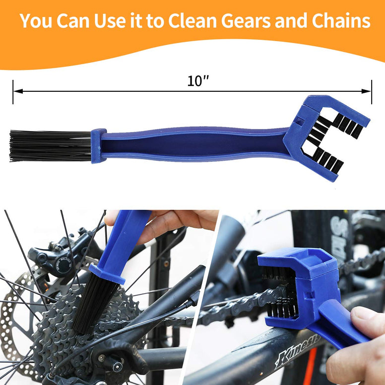 Anndason 8 Pieces Precision Bicycle Cleaning Brush Tool Including Bike Chain Scrubber, suitable for Mountain, Road, City, Hybrid,BMX Bike and Folding Bike