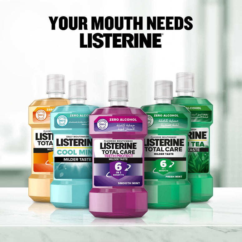 Listerine Mouthwash, Total Care, Milder Taste, 500ml, Pack of 2