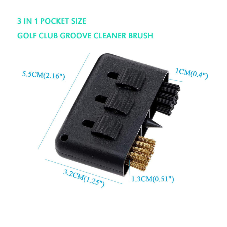 Gzingen Golf Club Brush, 3 Pack 3 in 1 Retractable Multiple-use Golf Club Groove Cleaners, for Golf Club Ball Divot Kit Pocket Cleaner Tool