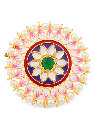 ZAVERI PEARLS Set Of 3 Multicolor Meenakari Floral Design Ethnic Rings For Women-ZPFK14525