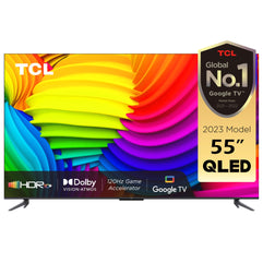 TCL 55 Inch 4K QLED Smart TV Quantum Dot Technology Dolby Vision Atmos HDR 10+ Google TV with Hands-free Voice Control Game Master Quantum Dot Slim Design - 55C647 (2023 Model)