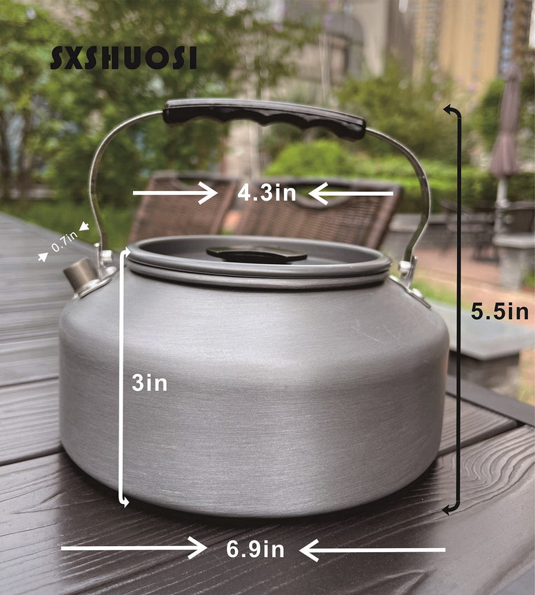 1.6L portable ultra-light outdoor camping kettle, coffee pot, tea pot. With a 0.3L double handle coffee cup, mug. Suitable for camping, traveling, hiking, climbing and picnics