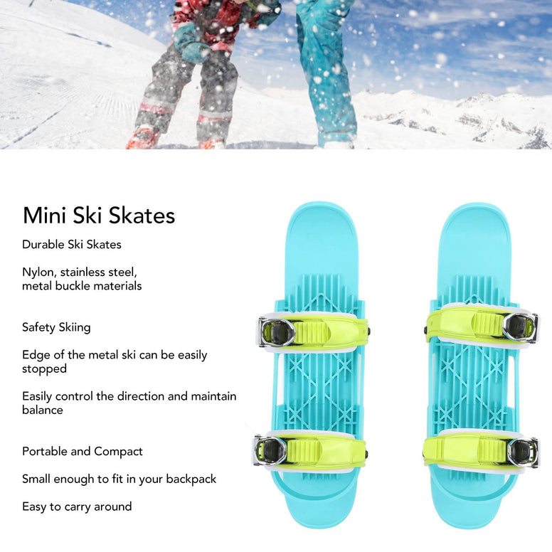 Mini Ski Skates, Strap Short Snowskates Snowblades Skiboards 1 Pair Skis for Winter Shoes, Portable Snowboard Shoes for Children, Outdoor Skiing Winter Sports Equipment