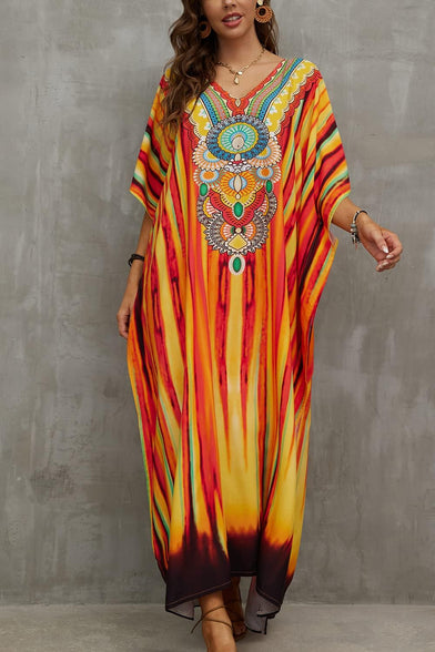 YouKD Wemon's Summer Long Kaftan Bohemian Maxi Kimono Dress Swimsuit Beach Cover Up Robes