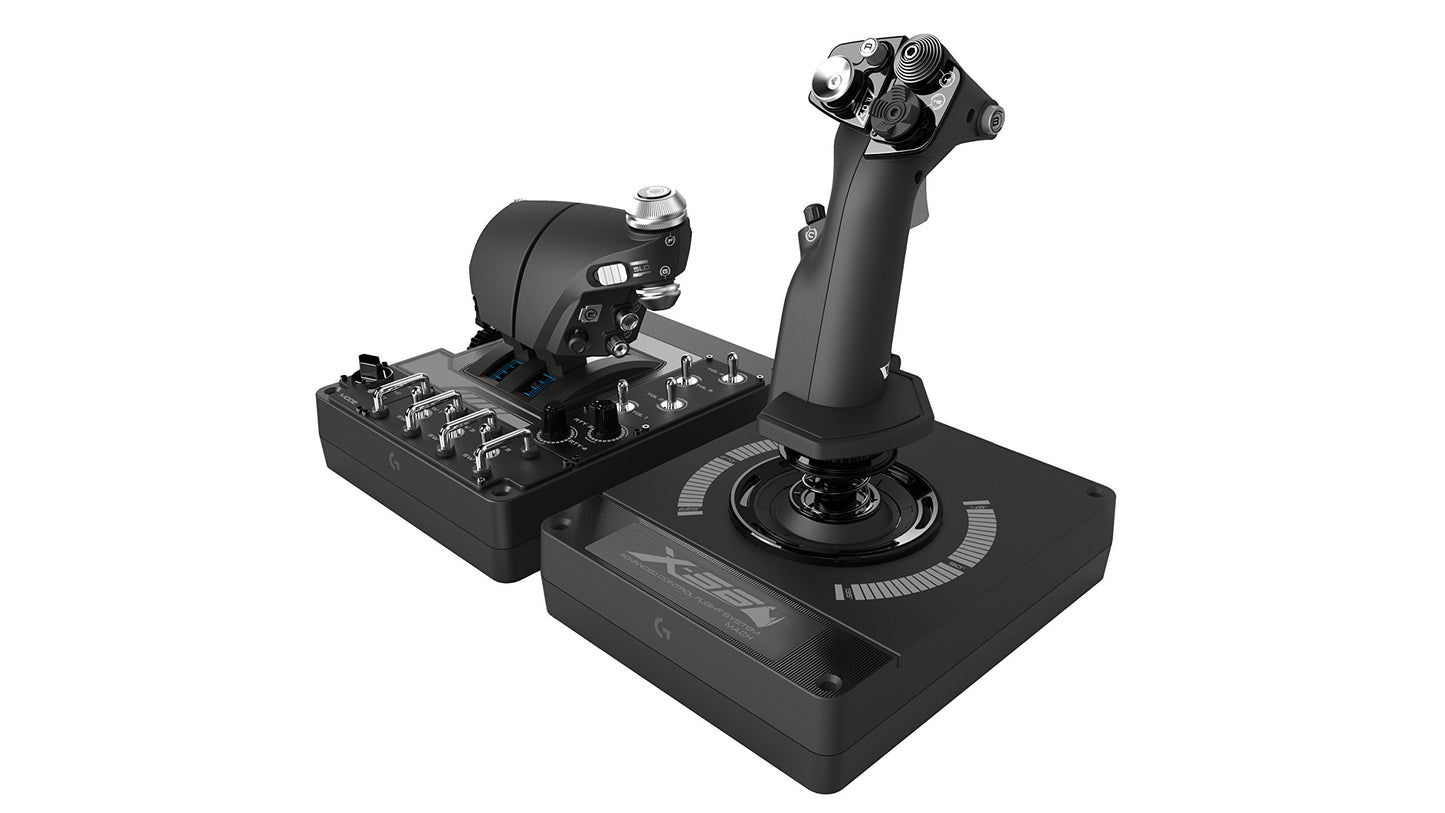 Logitech G X56 Hotas Rgb Throttle And Joystick Flight Simulator Game Controller, 6 Dregrees Of Freedom, 4 Spring Options, 189+ Programmable Controls, 2XUSb, Pc - Black