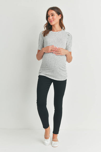 Women's Maternity Puff Sleeve Ribbed T-Shirt Top
