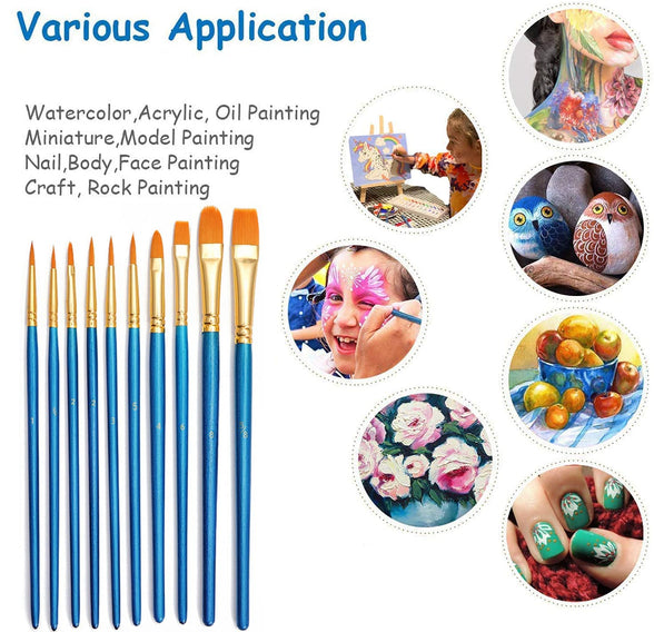 Paint Brushes Set,20 Pcs Round Pointed Paintbrushes 4pcs Paint Tray Palettes Artist Acrylic Paint Brush for Acrylic Oil Watercolor Body Face Nail Art Rock Painting,Kids Adult Painting Supplies